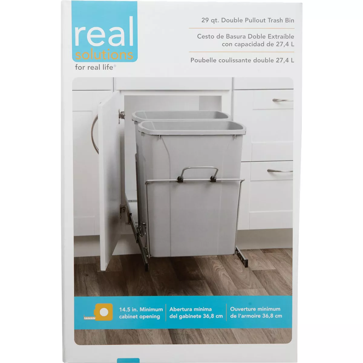 Knape & Vogt Real Solutions 29 Qt. In-Cabinet Double Pull Out Bottom Mount Trash Can - photo 2