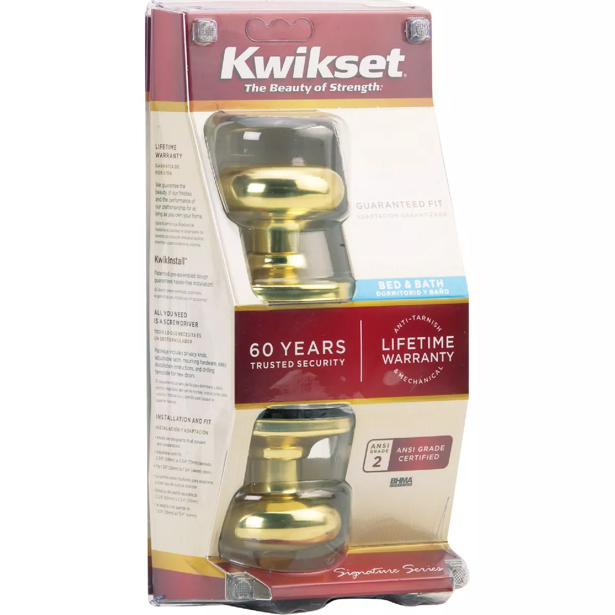 Kwikset Signature Series Polished Brass Bed & Bath Door Knob - photo 2