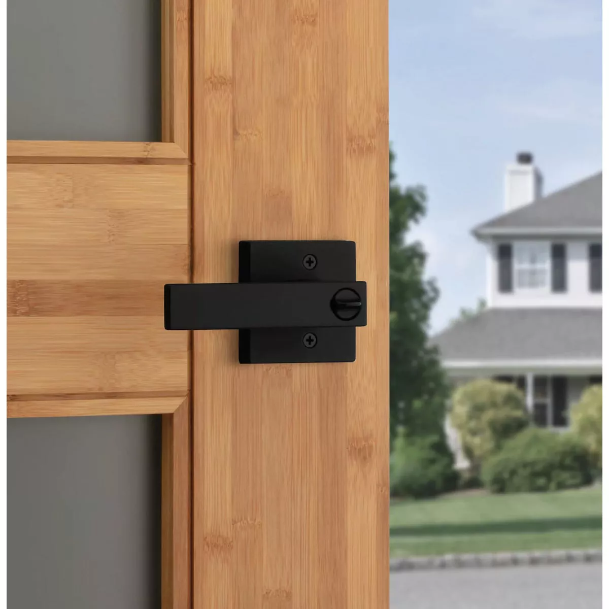 Kwikset Singapore Square Keyed Entry Lever SmartKey, Matte Black - photo 3