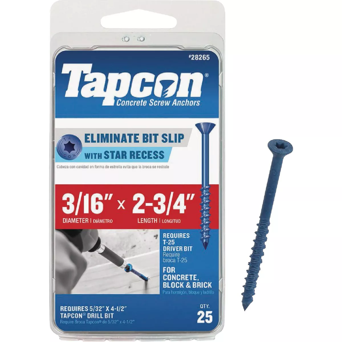 Tapcon 3/16 In. x 2-3/4 In. Star Head Concrete Screw Anchor (25 Ct.)