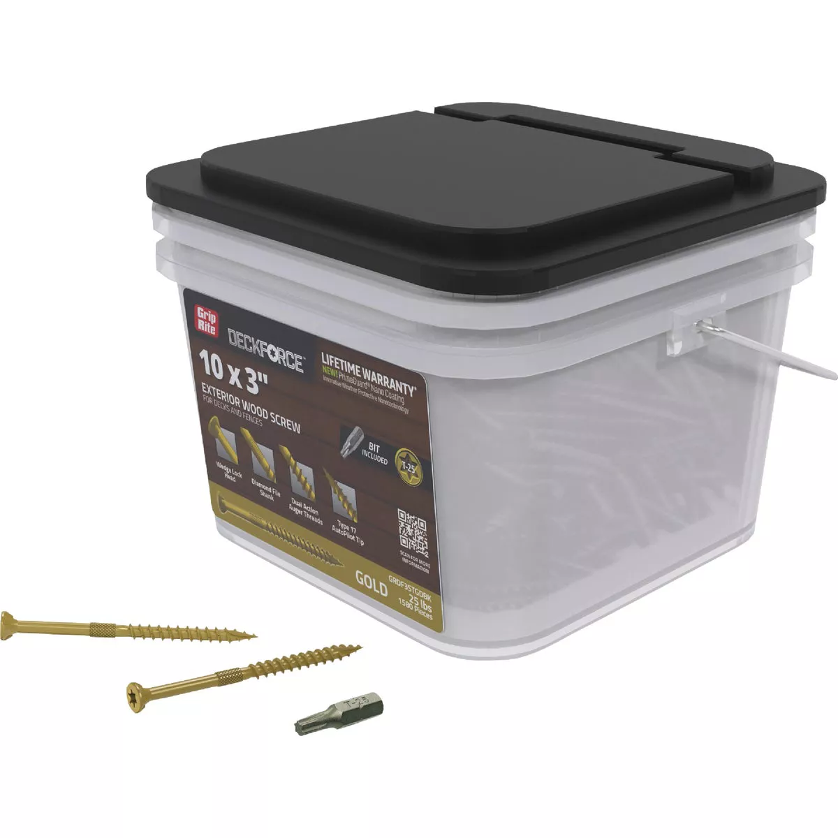 Grip-Rite DeckForce PrimeGuard Nano #10 x 3 In. Star Drive Gold Screw (25 Lb.) - photo 2