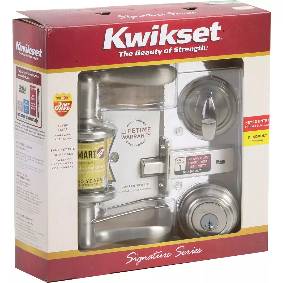 Kwikset Signature Series Satin Nickel Deadbolt and Lever Combo with Smartkey - photo 2