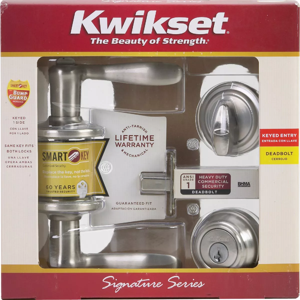 Kwikset Signature Series Satin Nickel Deadbolt and Lever Combo with Smartkey - photo 3