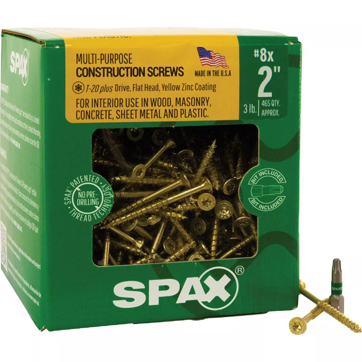 SPAX #8 x 2 In. Flat Head T-20+ Partial Thread Yellow Zinc (Interior) Wood Screw (3 Lb., 465-Count) - photo 5
