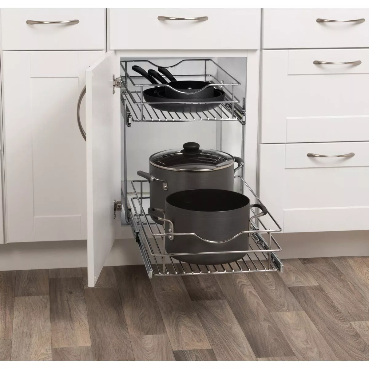 Knape & Vogt Real Solutions 14 In. Double Tier Slide Out Multi-Use Basket Cabinet Organizer - photo 2