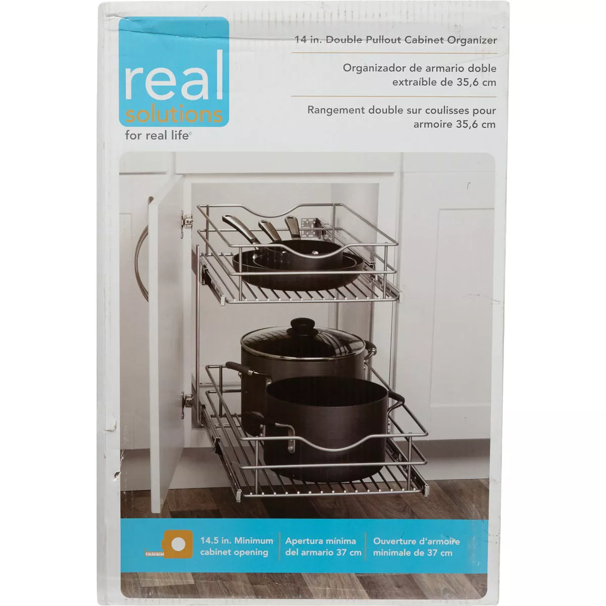 Knape & Vogt Real Solutions 14 In. Double Tier Slide Out Multi-Use Basket Cabinet Organizer - photo 3