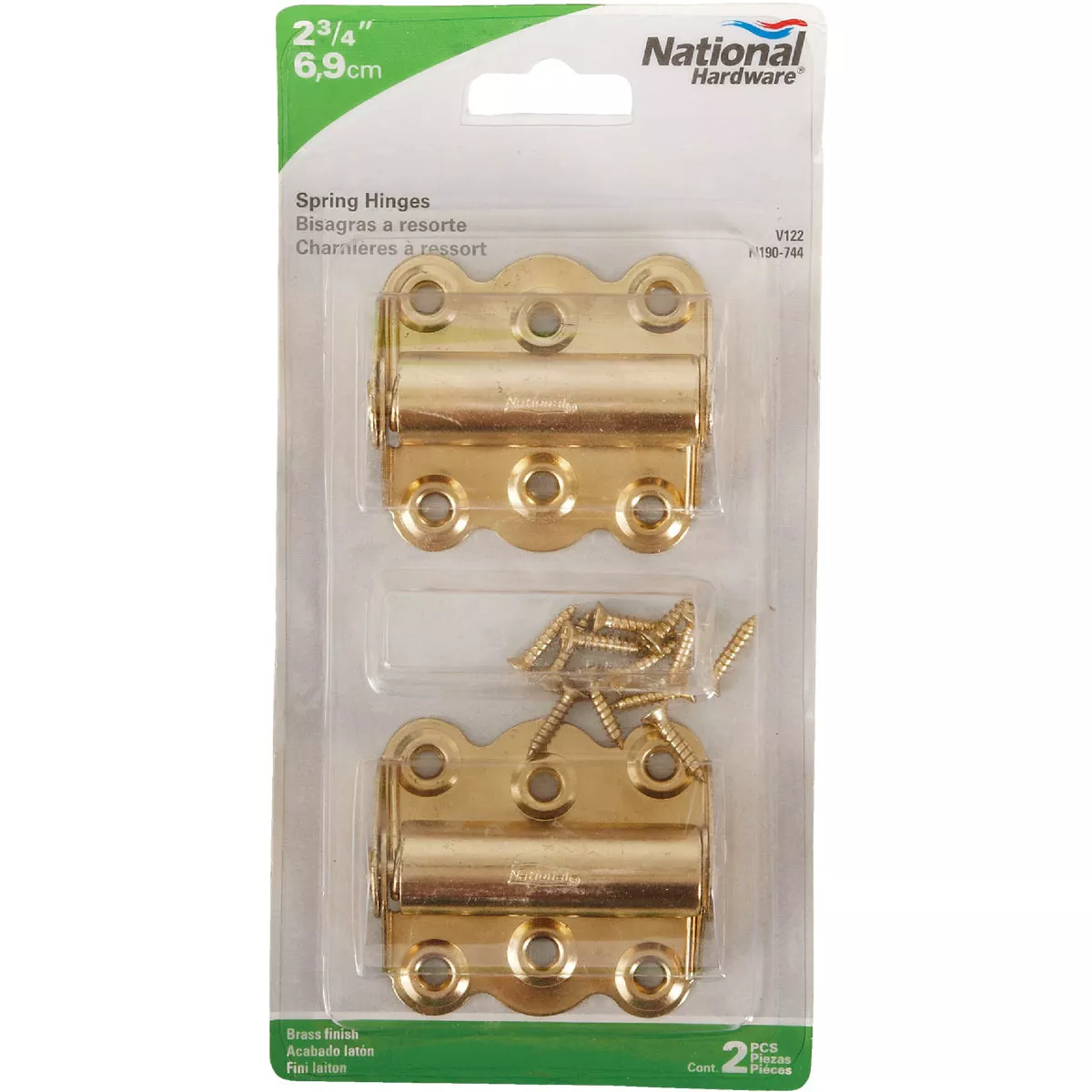 National 2-3/4 In. Brass Spring Door Hinge (2-Pack)