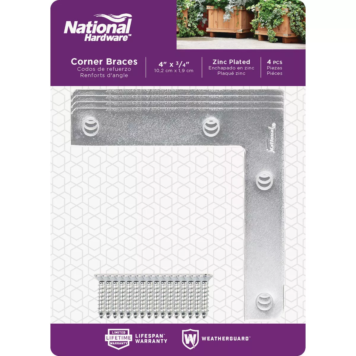 National Hardware 4 In. x 3/4 In. Zinc Flat Corner Iron (4-Count) - photo 2