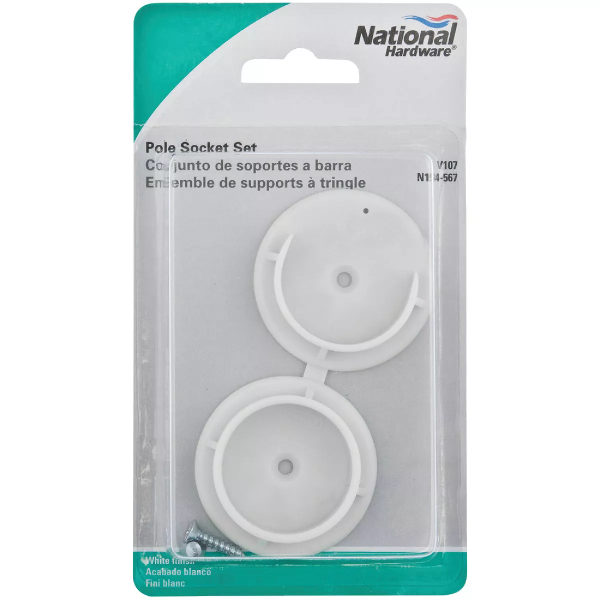 National Hardware 1-3/8 In. White Plastic Closet Rod Socket (2-Pack) - photo 2