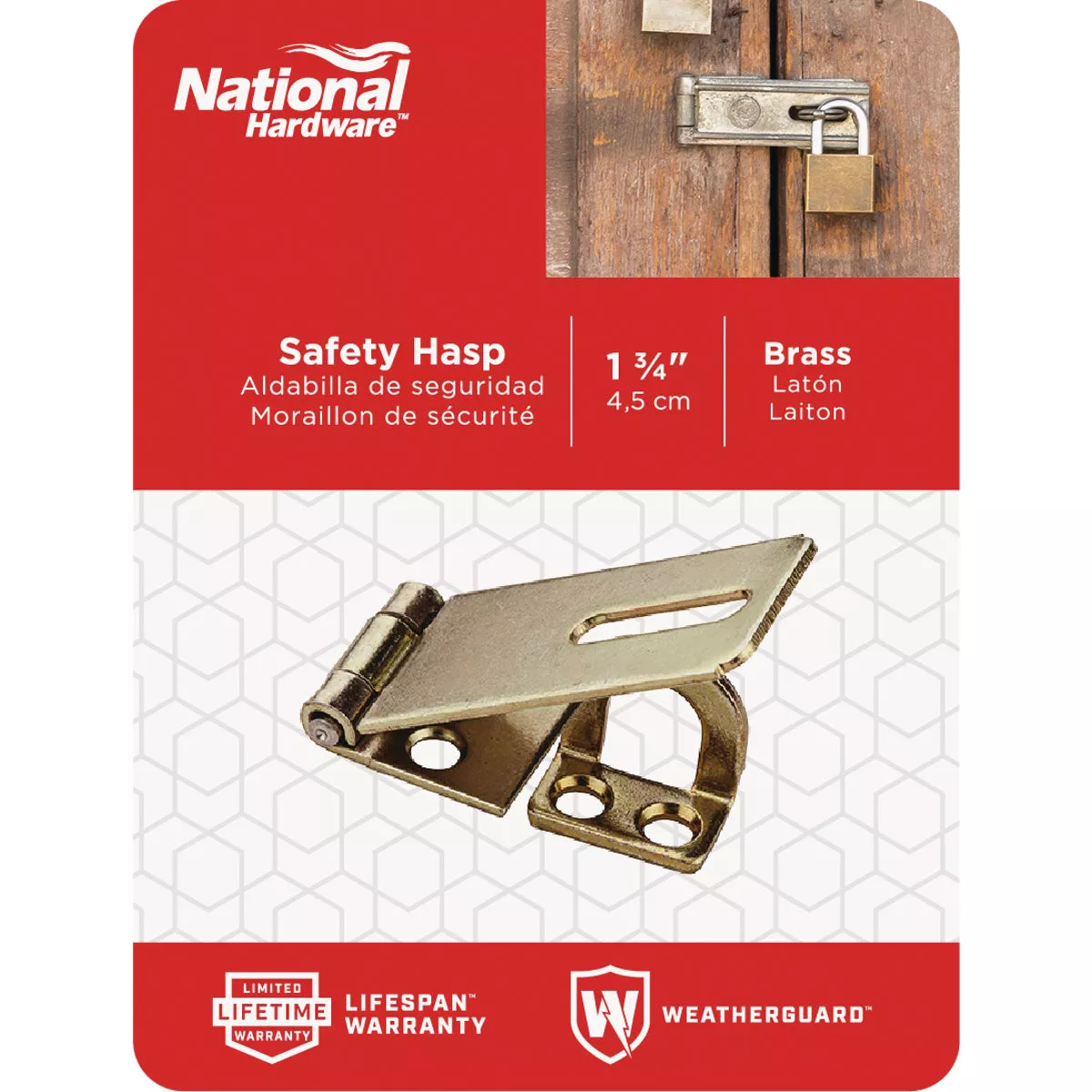 National Hardware 1-3/4 In. Brass Non-Swivel Safety Hasp - photo 2