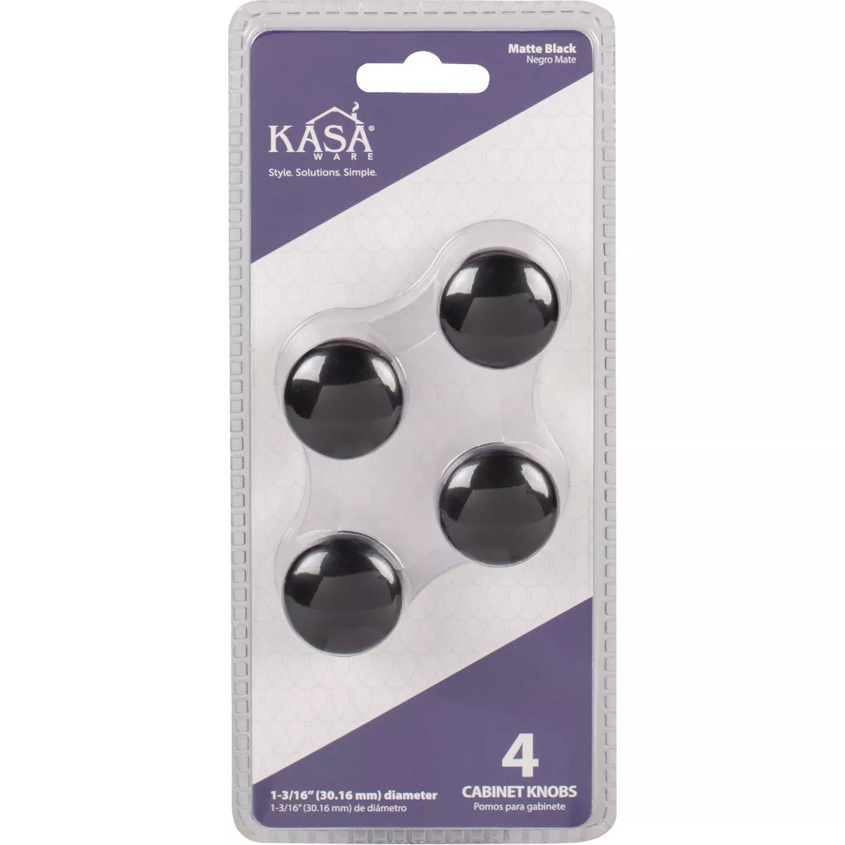 KasaWare 1-3/16 In. Diameter Zinc Diecast Matte Black Cabinet Knob (4-Pack) - photo 2