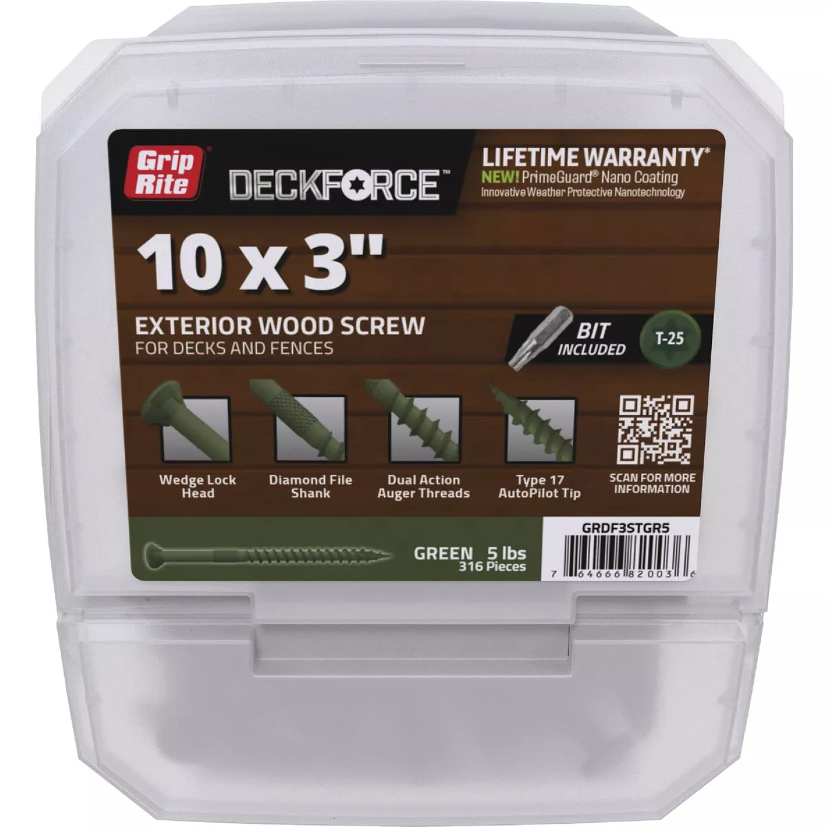 Grip-Rite DeckForce PrimeGuard Nano 3 In. x 10 Star Drive Green Screw (5 Lb.)