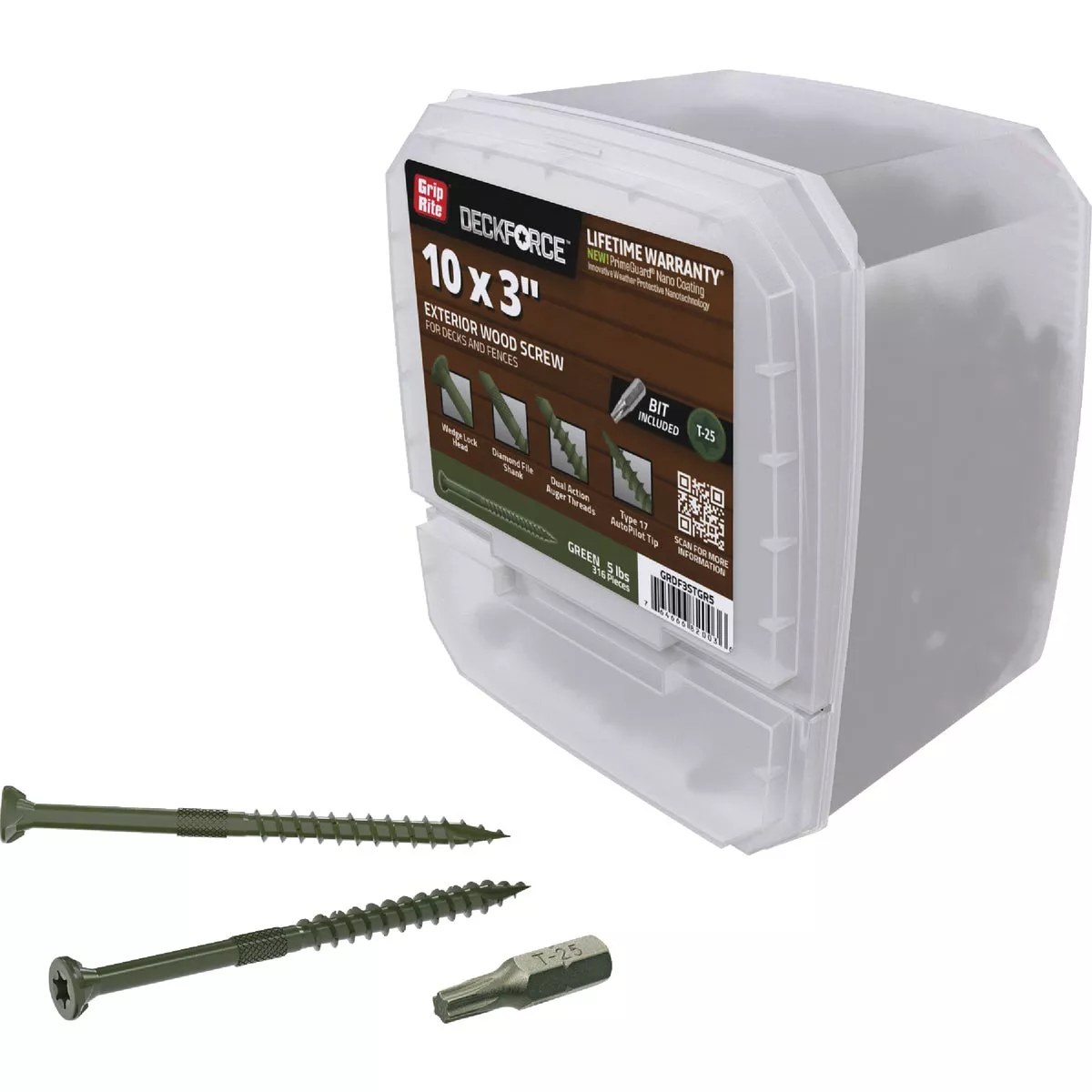 Grip-Rite DeckForce PrimeGuard Nano 3 In. x 10 Star Drive Green Screw (5 Lb.) - photo 2