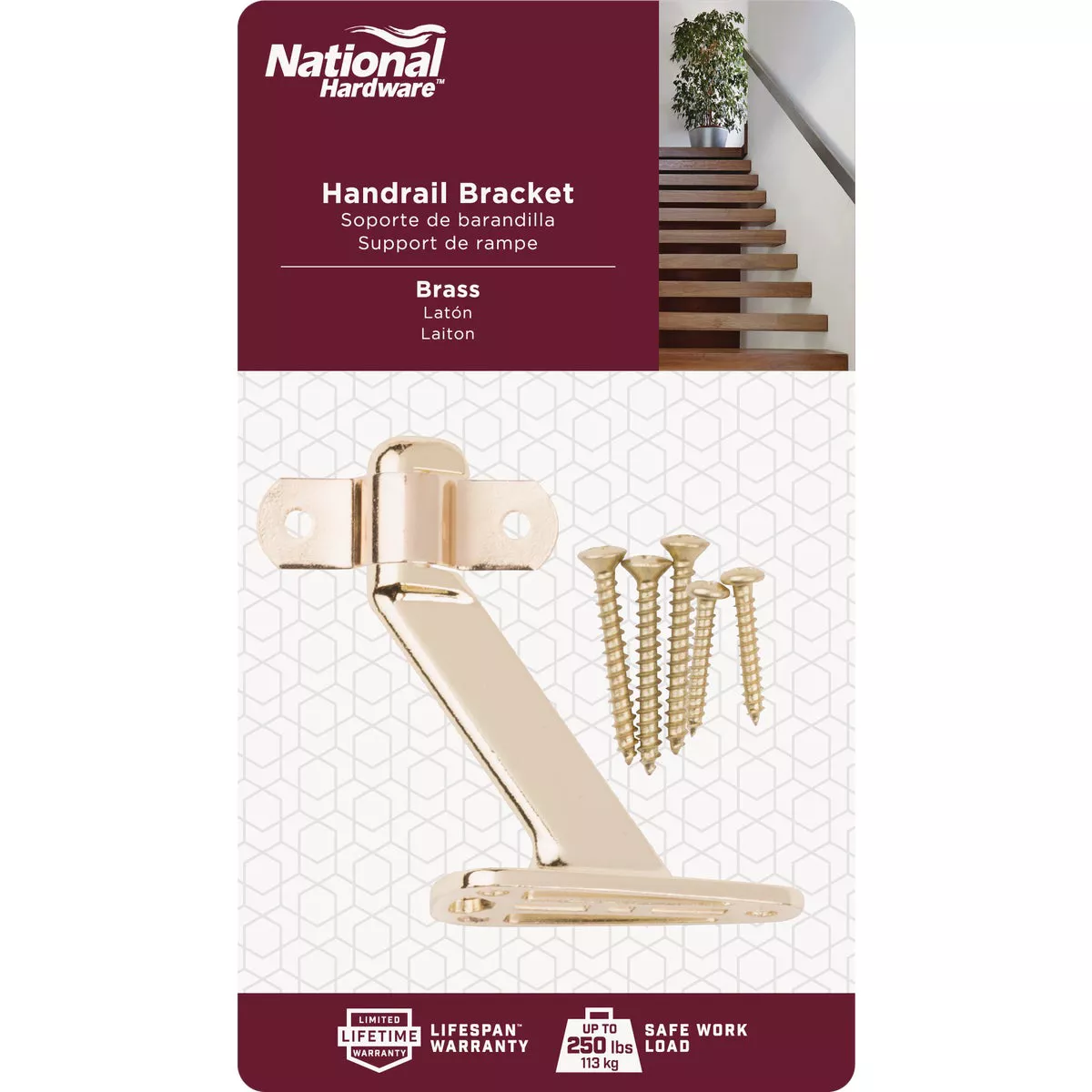 National Hardware Brass Zinc Die-Cast With Steel Strap Handrail Bracket - photo 2
