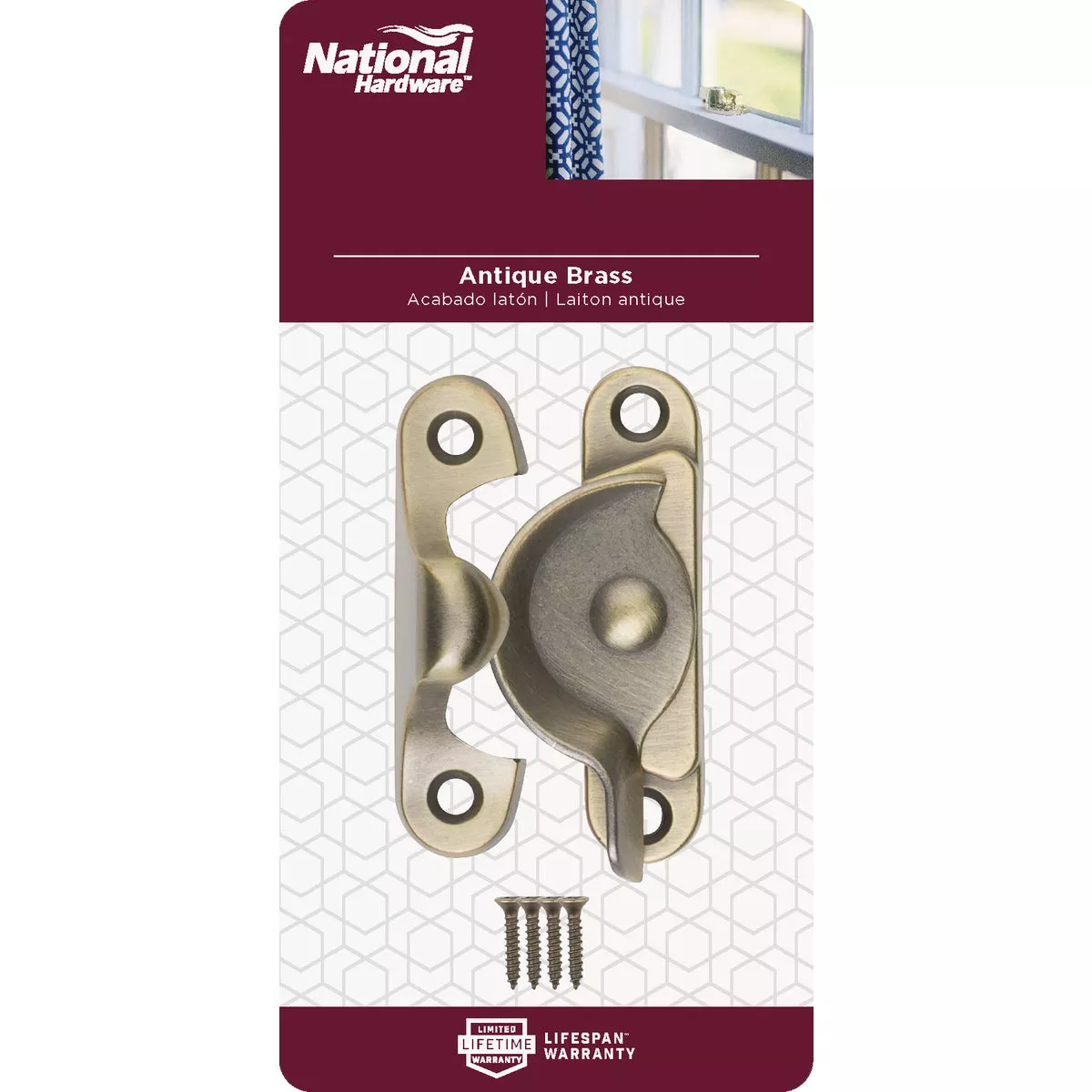 National Hardware Antique Brass 7/8 In. Crescent Sash Lock - photo 2