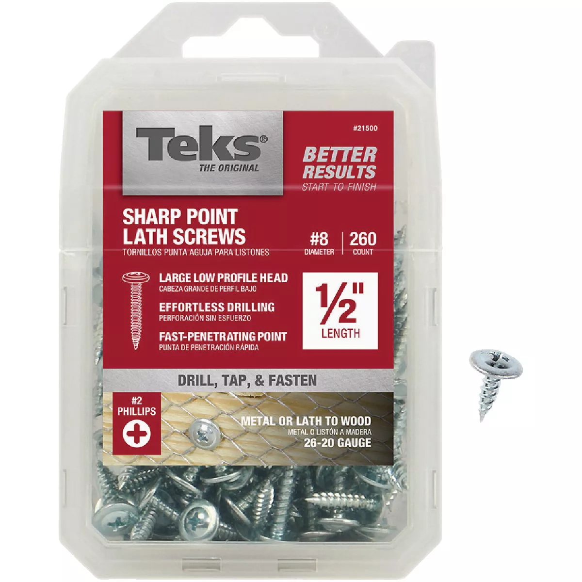 Teks #8 x 1/2 In. Modified Truss Head Sharp Point Lath Screw (260 Ct.)