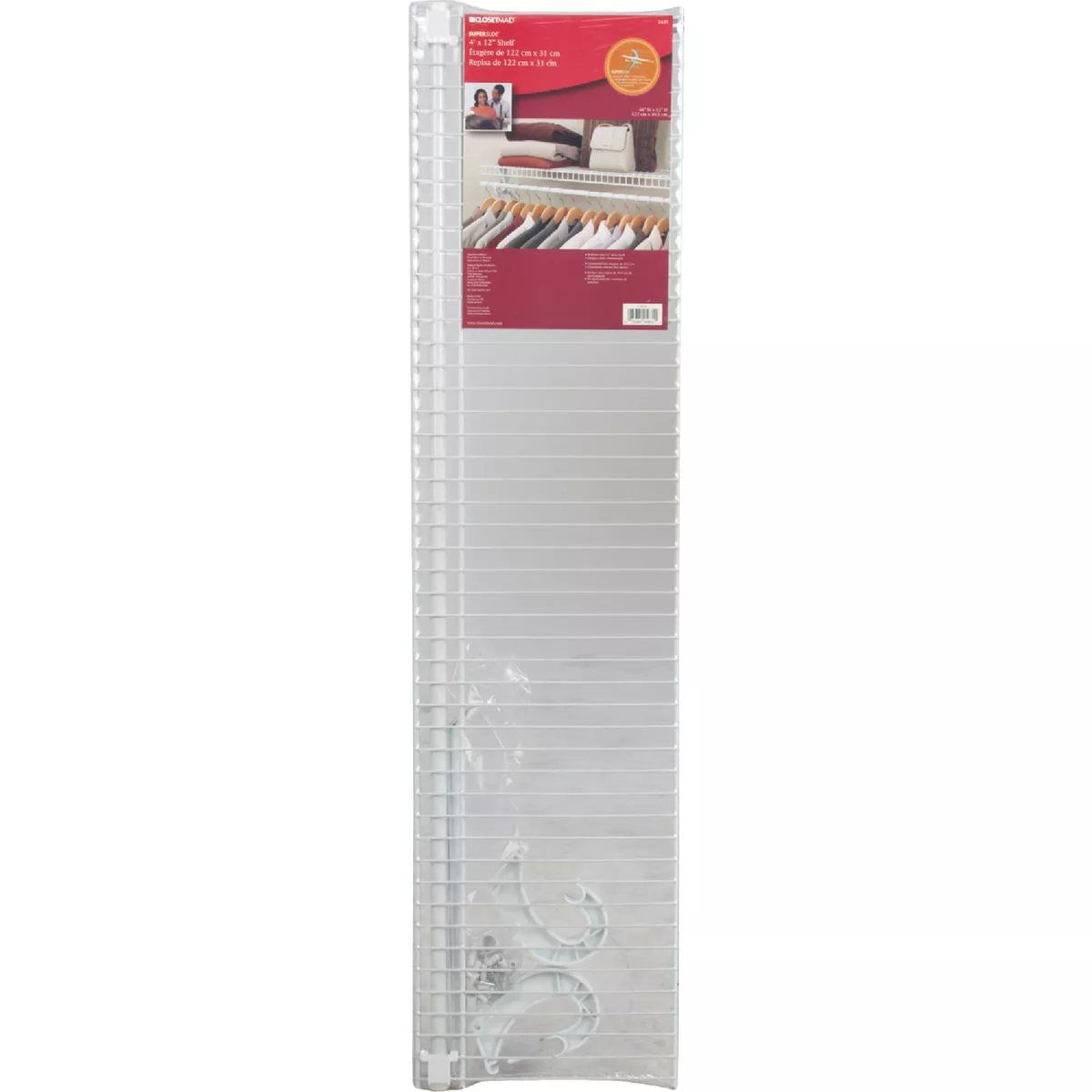 ClosetMaid SuperSlide 4 Ft. W. x 12 In. D. Ventilated Shelf Kit with Bar