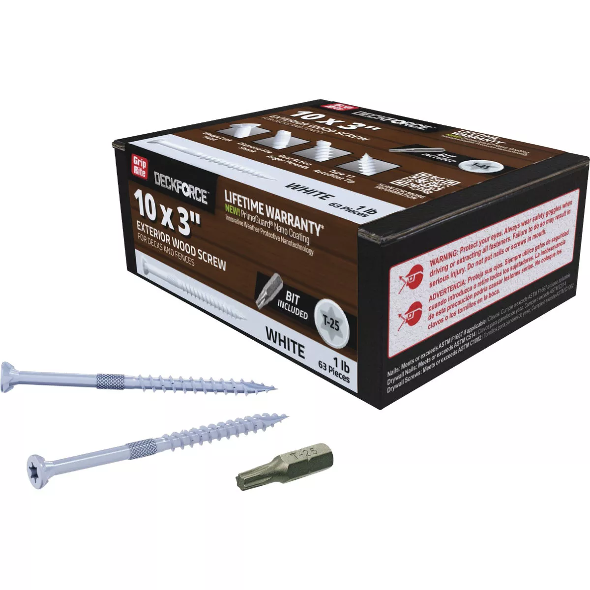 Grip-Rite DeckForce PrimeGuard Nano #10 x 3 In. Star Drive White Screw (1 Lb.) - photo 2