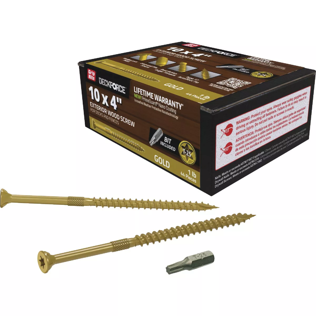 Grip-Rite DeckForce PrimeGuard Nano #10 x 4 In. Star Drive Gold Screw (1 Lb.) - photo 2