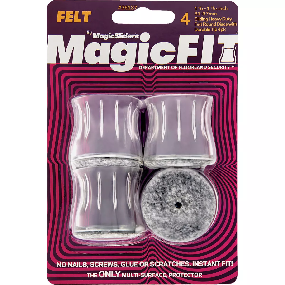 Magic Sliders Magic Fit 1-1/4 In. - 1-7/6 In. Round Felt Furniture Leg Cup (4-Pack) - photo 2