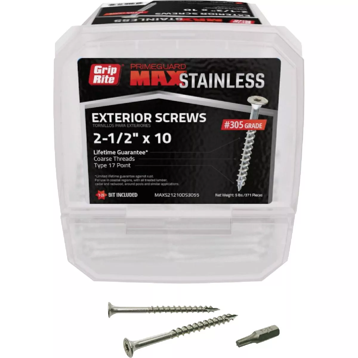 Grip-Rite PrimeGuard Max 2-1/2 In. T25 Star Drive Trim Head Stainless Steel Deck Screw (5 Lb.)