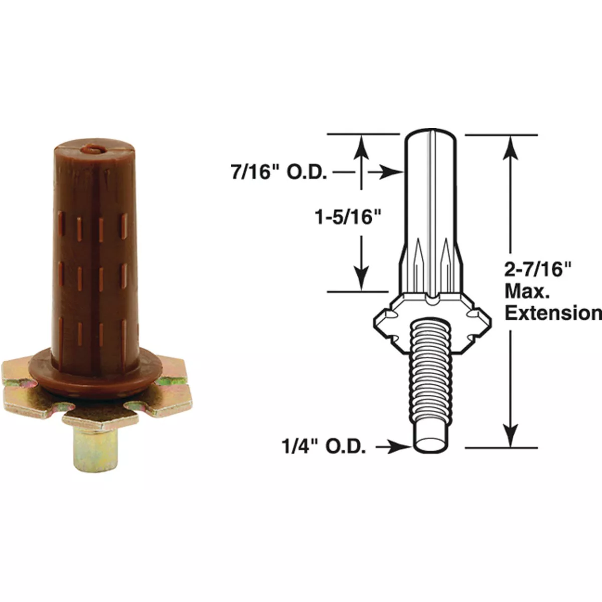 Prime-Line Nylon Base Adjustbale Bifold Door Bottom Pivot (2-Pack)
