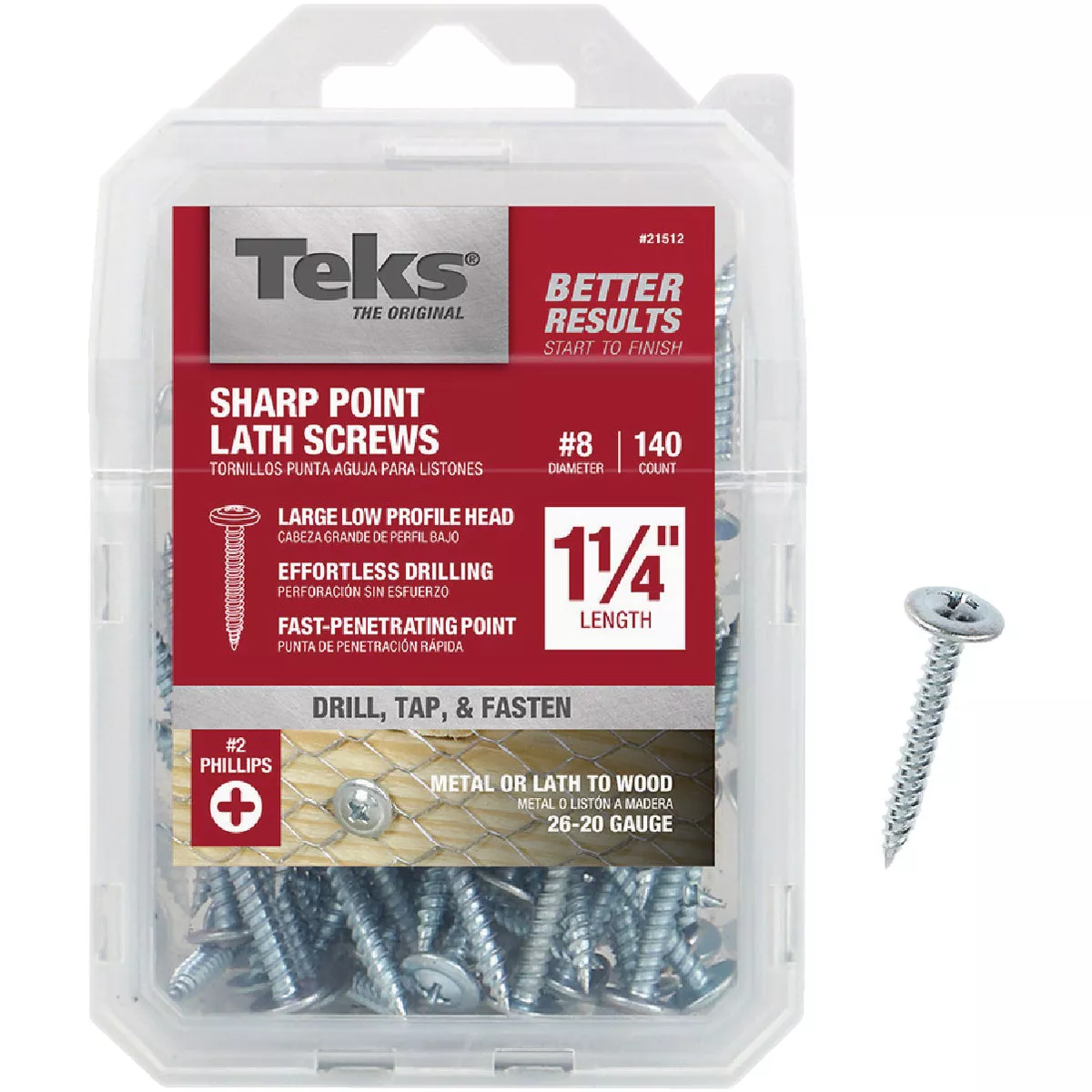 Teks #8 x 1-1/4 In. Modified Truss Head Sharp Point Lath Screw (140-Count)