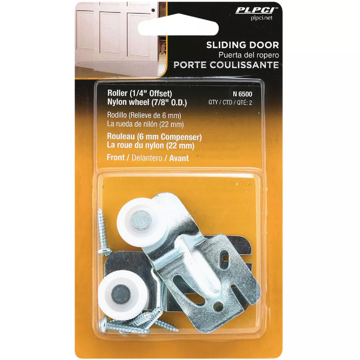 Prime-Line Offset Adjustable 2-1/2 In. H. x 1/4 In. Single Wheel Front Bypass Door Roller (2-Count) - photo 2