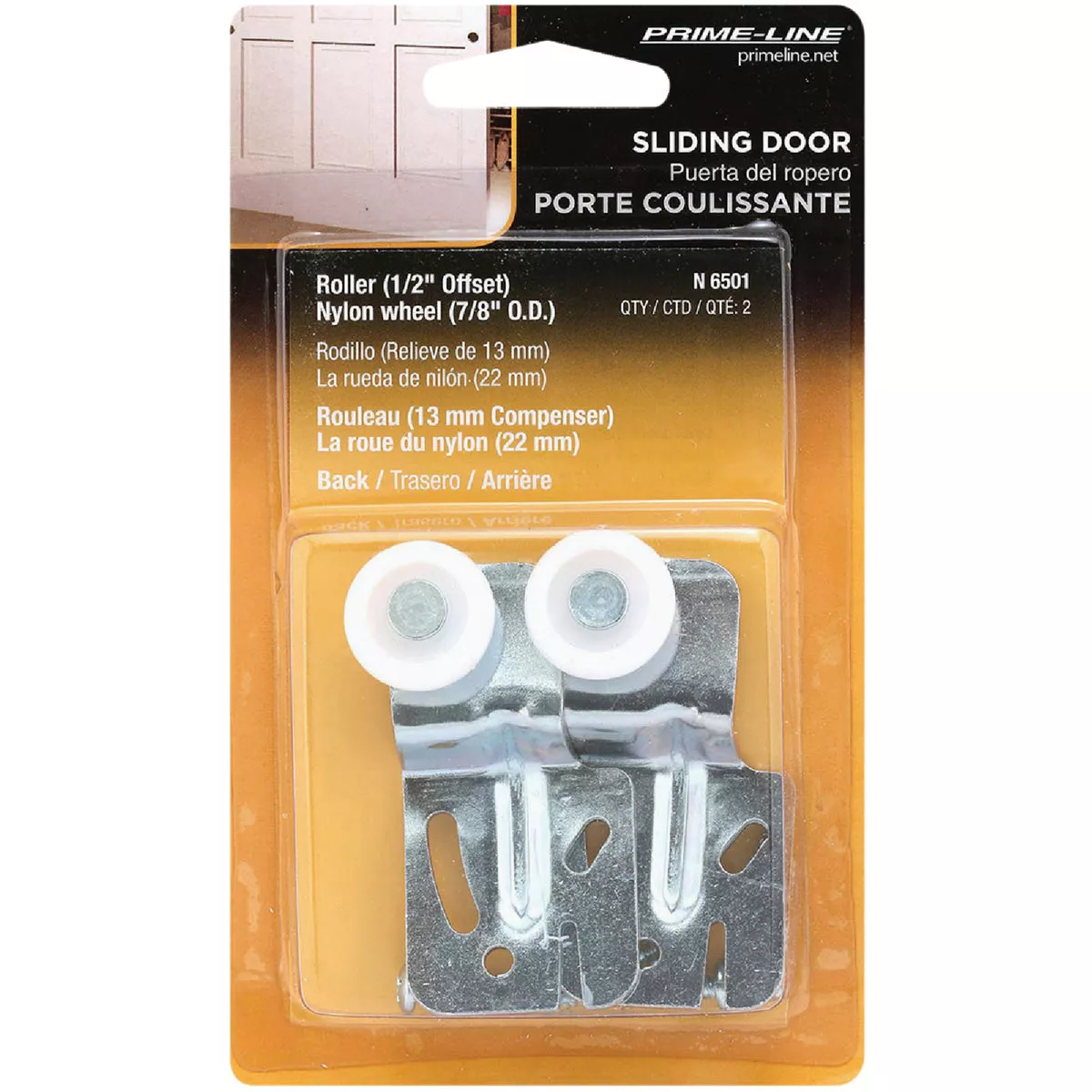 Prime-Line Offset Adjustable 2-1/2 In. H. x 1/2 In. Single Wheel Back Bypass Door Roller (2-Count) - photo 2