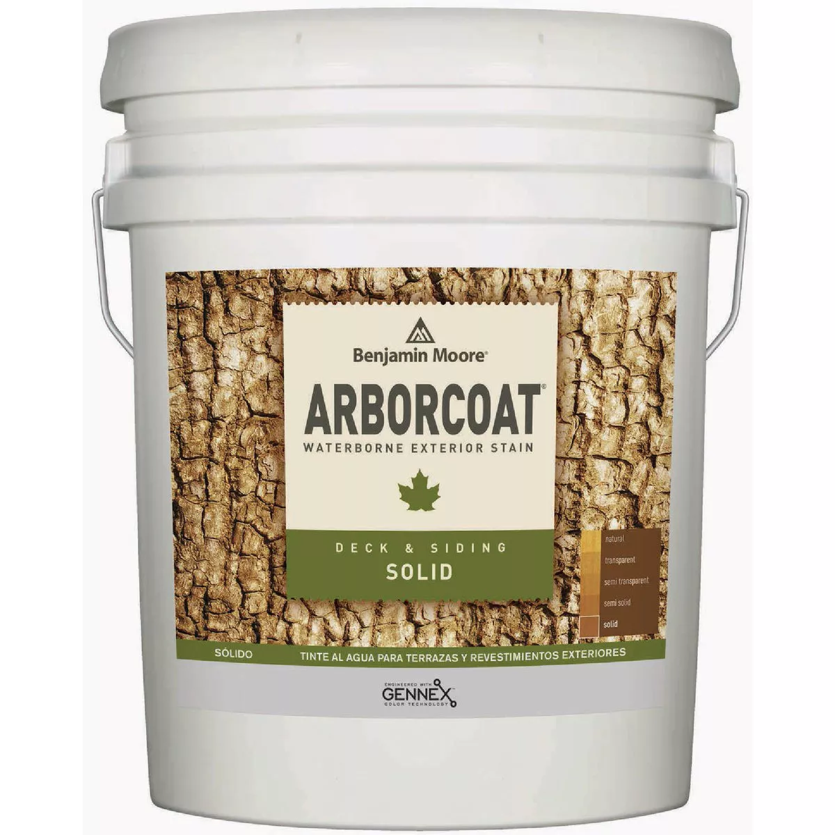 Benjamin Moore Arborcoat Solid Waterborne Exterior Stain, Base 2, 5 Gal.