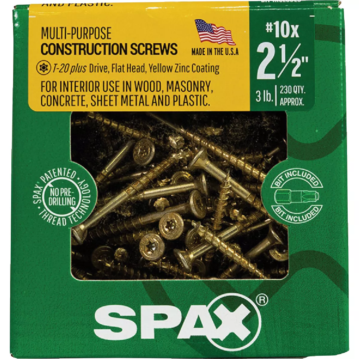SPAX #10 x 2-1/2 In. Flat Head T-20+ Partial Thread Yellow Zinc (Interior) Wood Screw (3 Lb., 230-Count) - photo 6