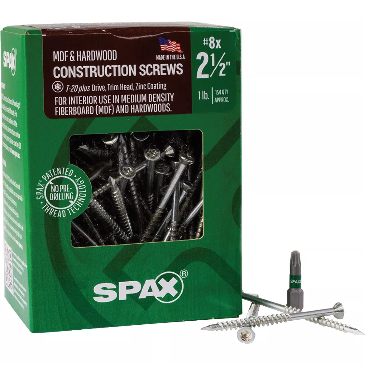 SPAX #8 x 2-1/2 In. T20 Plus Trim Head Zinc (Interior) MDF Cabinet Screw (154 Ct.) - photo 6