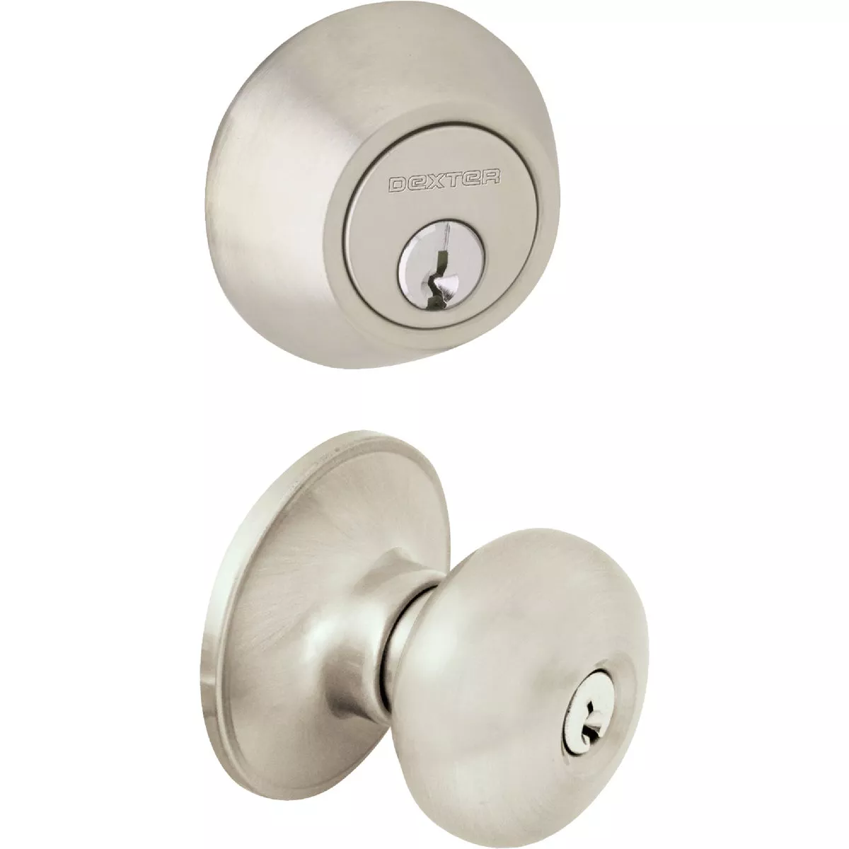 Dexter Satin Nickel Deadbolt & Door Knob Combo