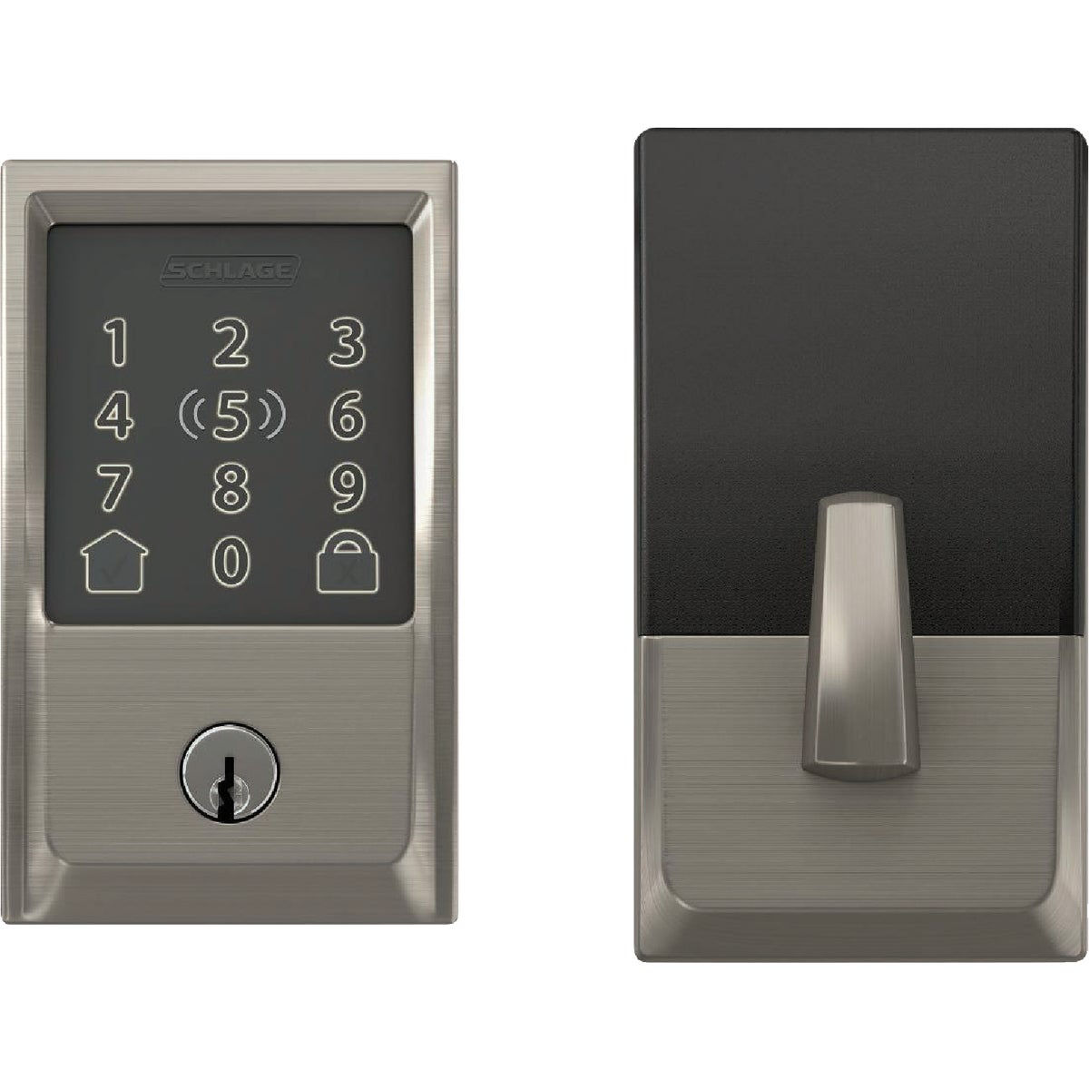 Encode Plus Smart WiFi Deadbolt with Century Trim in Satin Nickel | Do ...