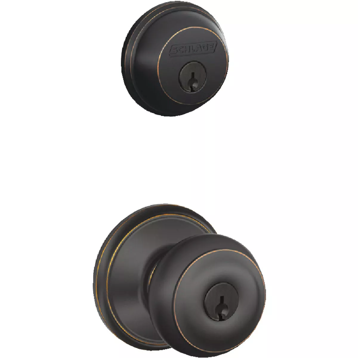 Schlage Aged Bronze Deadbolt & Door Knob Combo