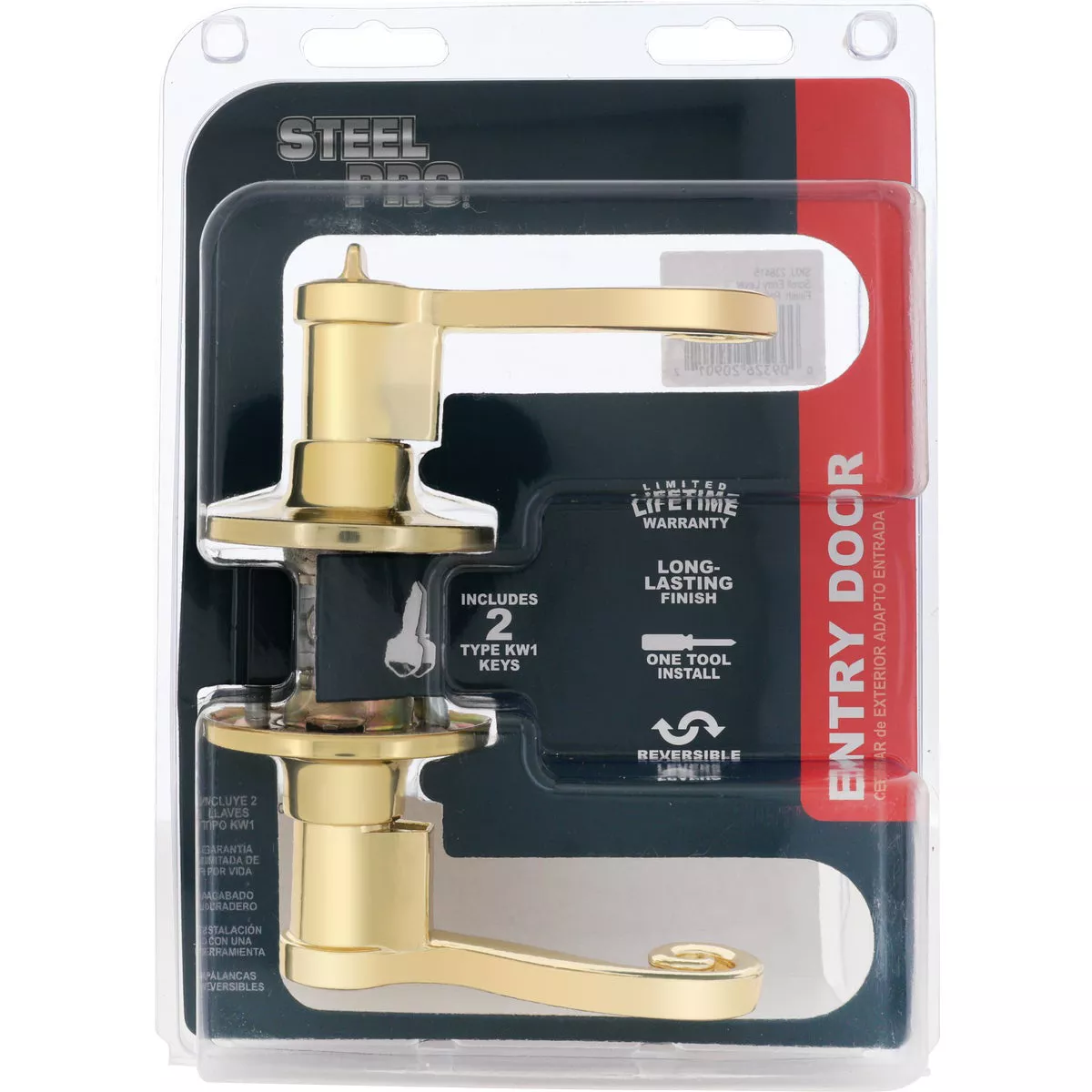 Steel Pro Polished Brass Scroll Entry Door Lever - photo 2