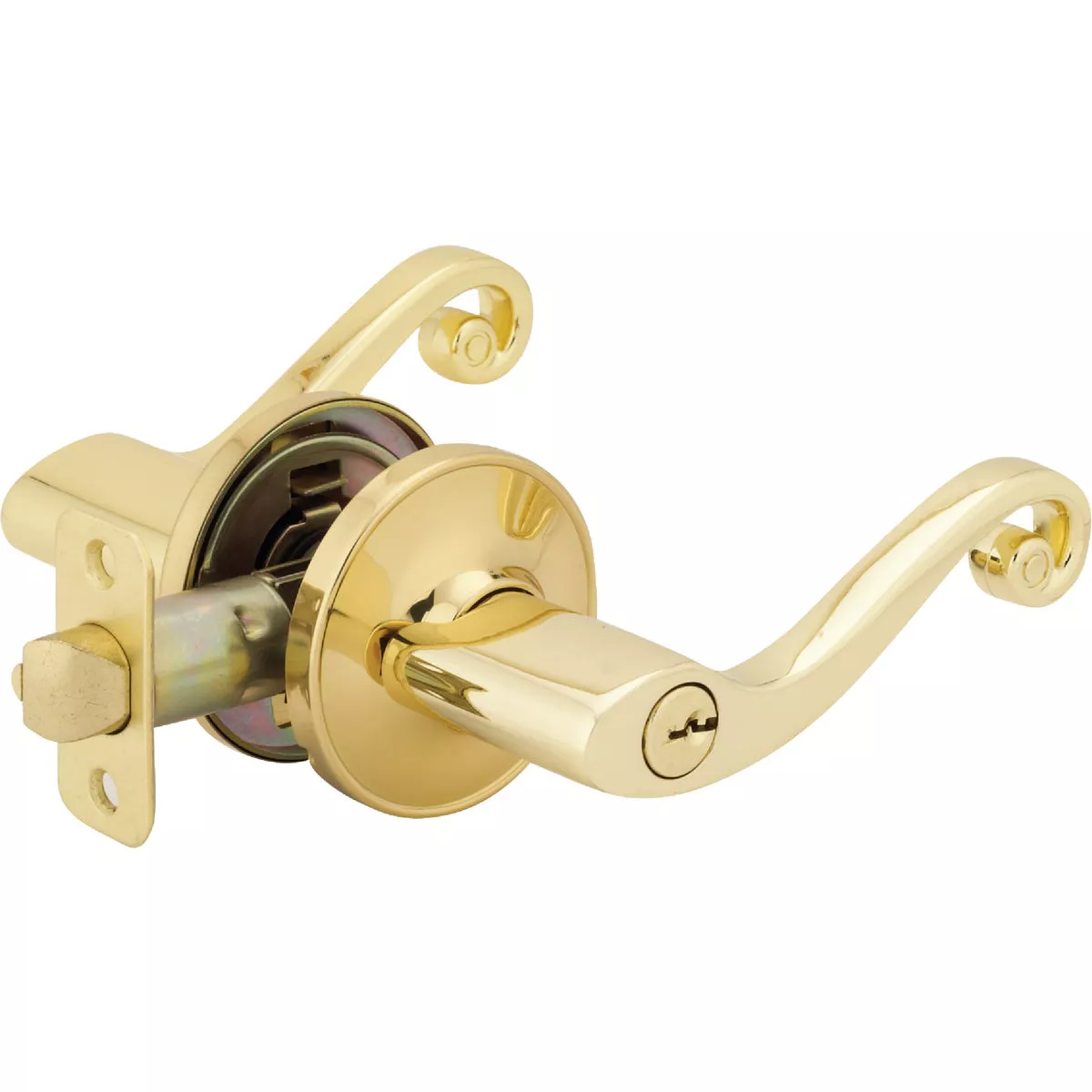 Steel Pro Polished Brass Scroll Entry Door Lever - photo 3