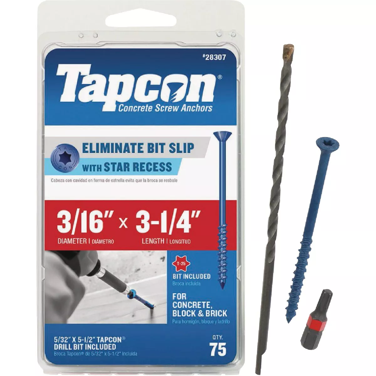 Tapcon 3/16 In. x 3-1/4 In. Star Head Concrete Screw Anchor (75 Ct.)