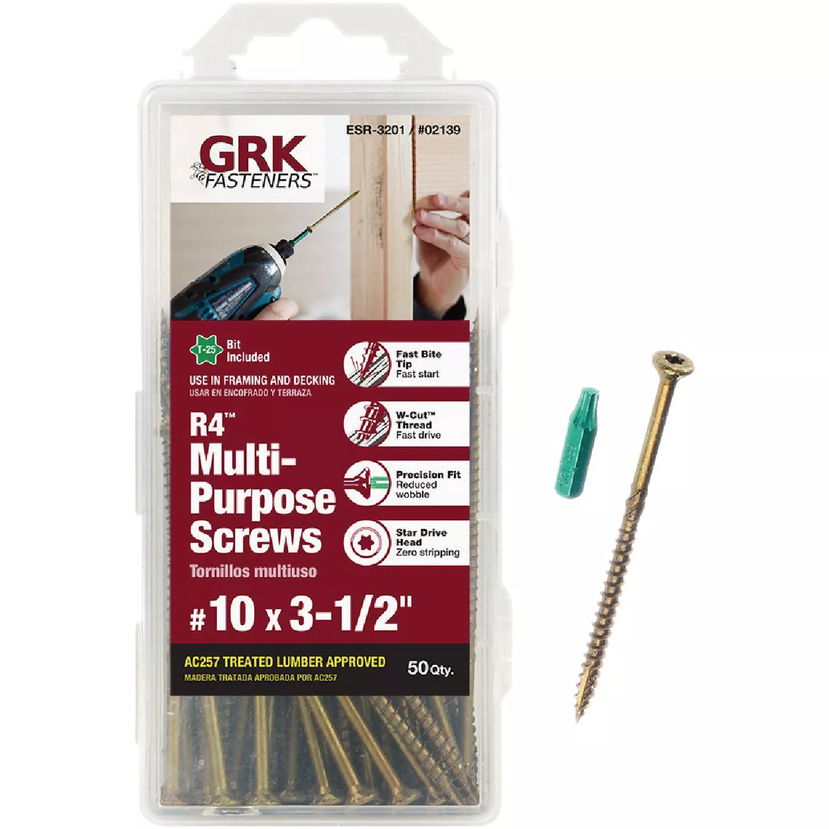 GRK R4 #10 x 3-1/2 In. Star Drive Multi-Purpose Wood Screws (50 Ct.)