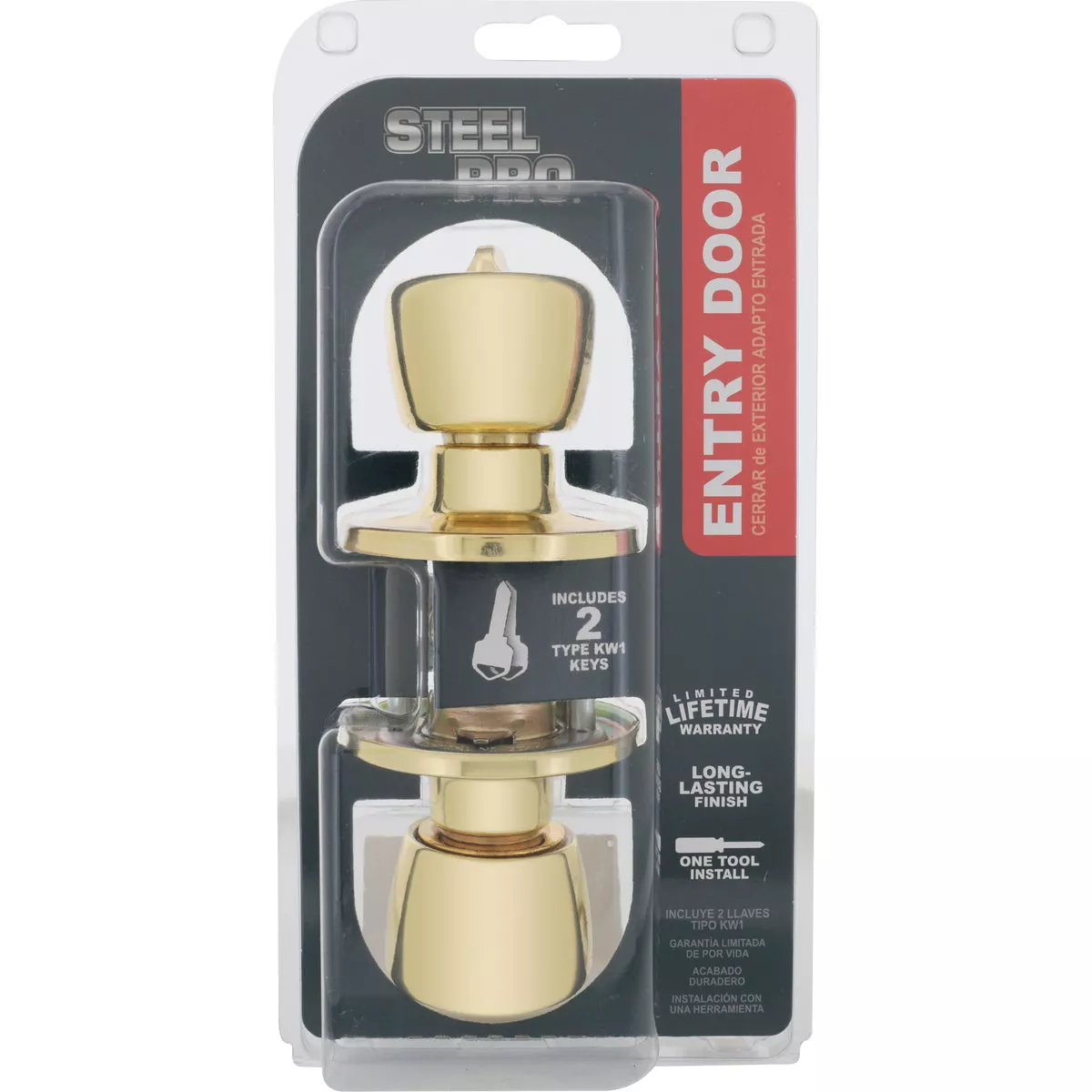 Steel Pro Polished Brass Entry Door Knob - photo 2