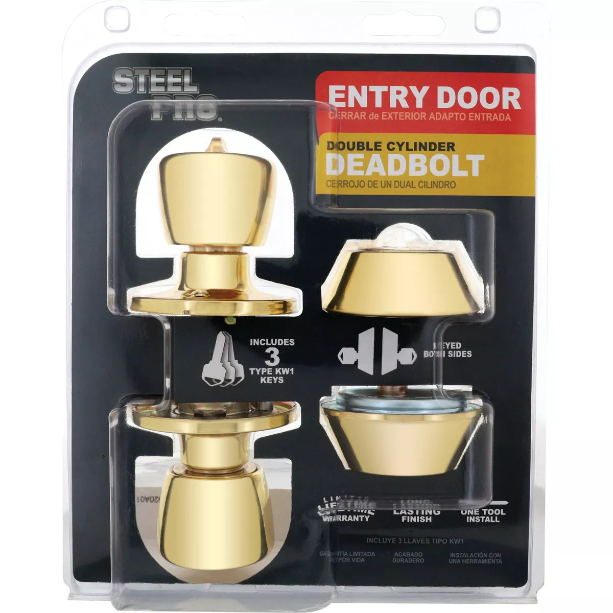 Steel Pro Polished Brass Deadbolt and Door Knob Combo - photo 2