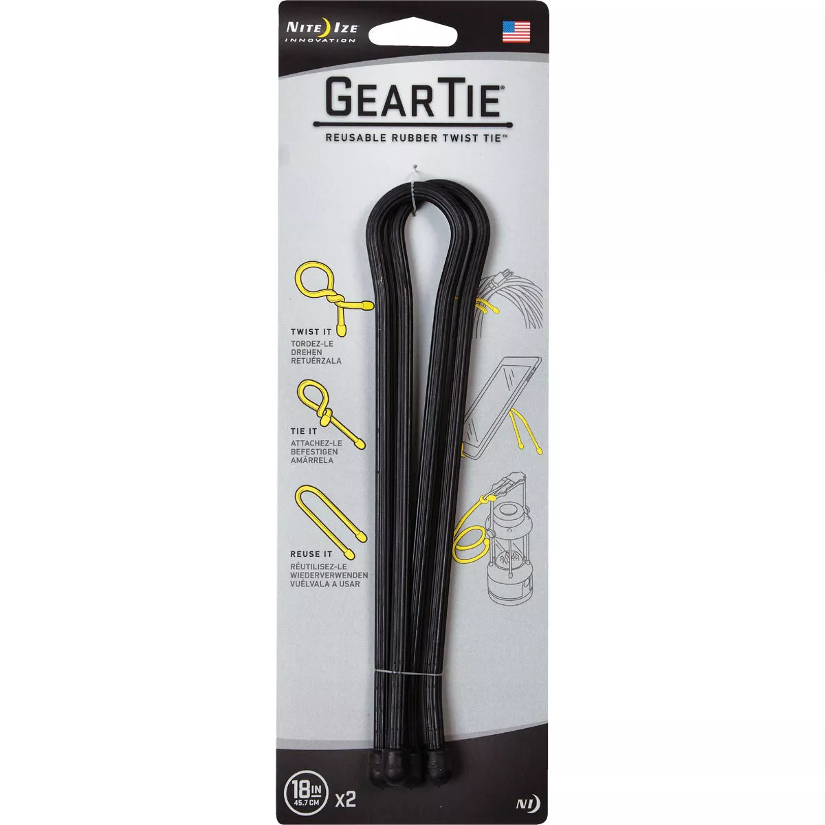 Gear Tie 18 In. Reusable Rubber Twist Tie - Black (2-Pack) - photo 2