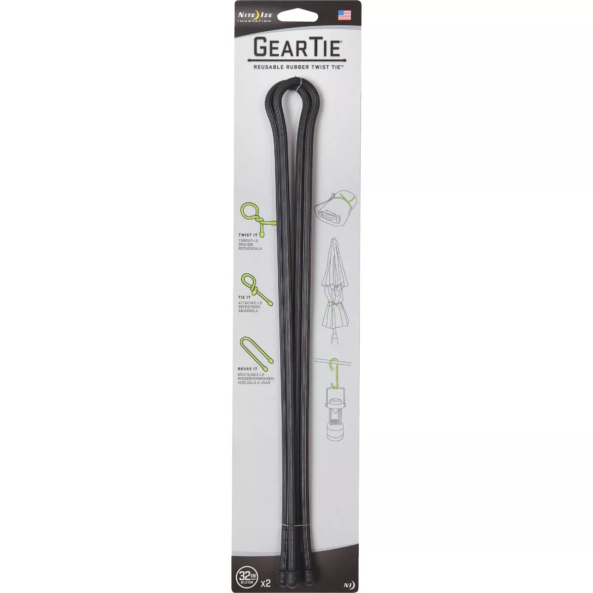 Gear Tie 32 In. Reusable Rubber Twist Tie - Black (2-Pack) - photo 2