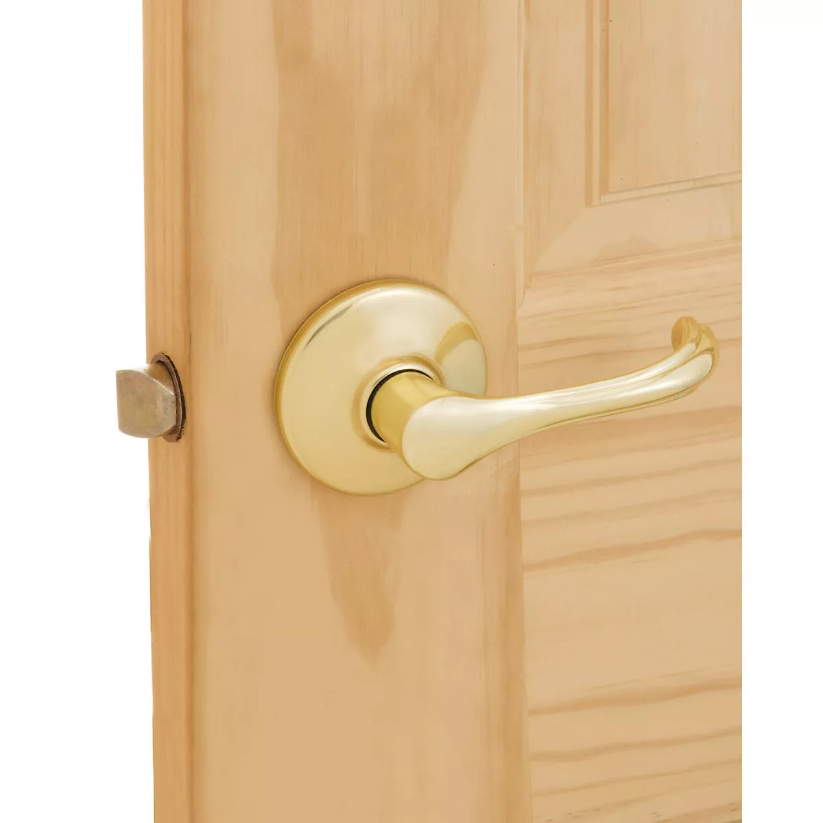 Kwikset Polished Brass Dorian Passage Door Lever - photo 3