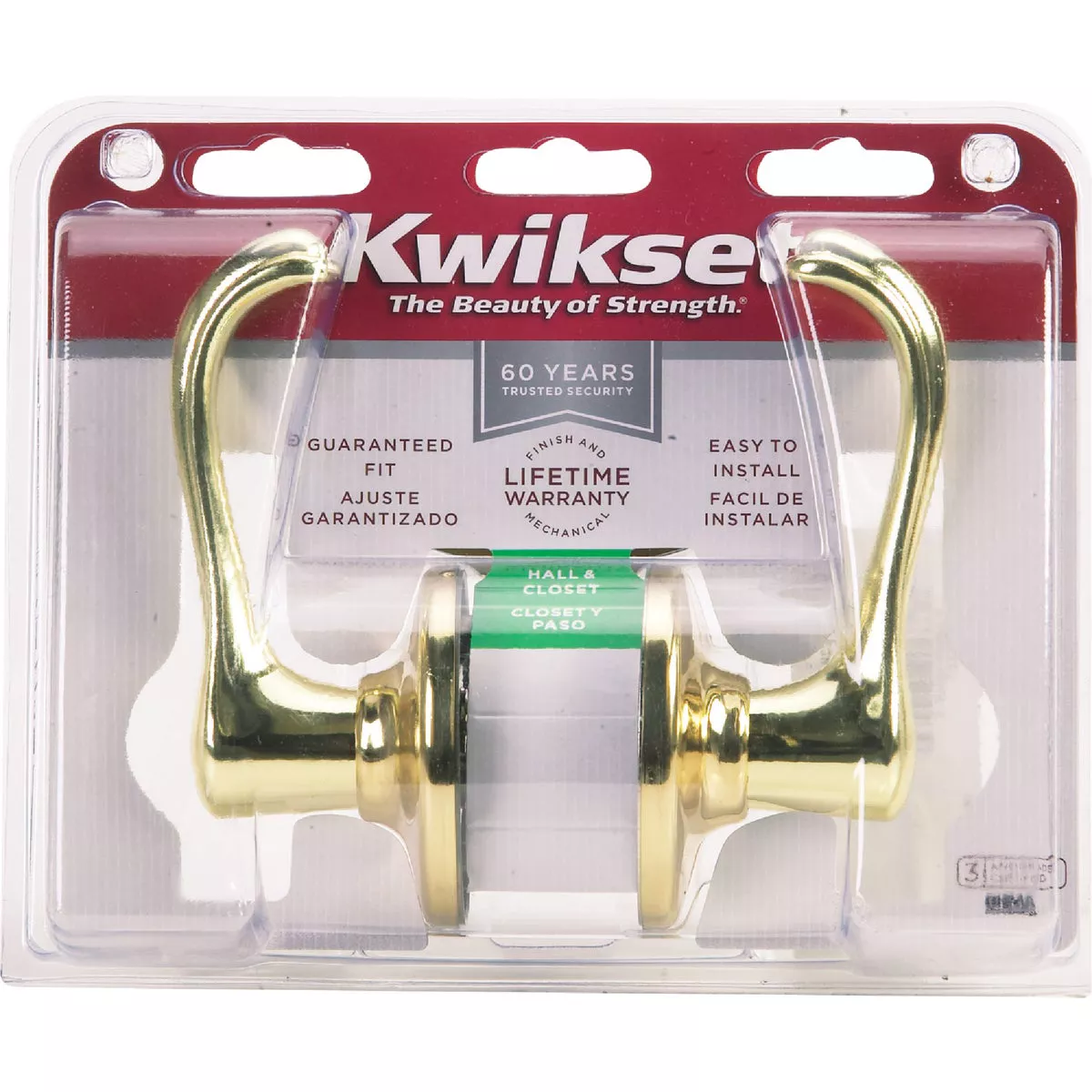 Kwikset Polished Brass Dorian Passage Door Lever - photo 2