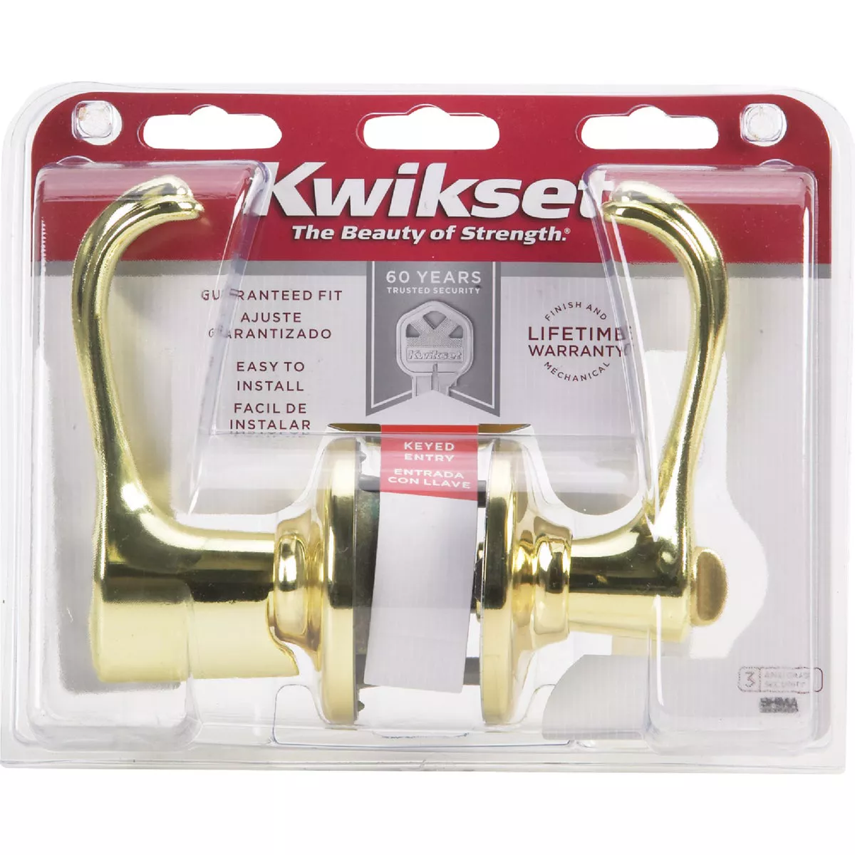 Kwikset Polished Brass Dorian Entry Door Lever - photo 2