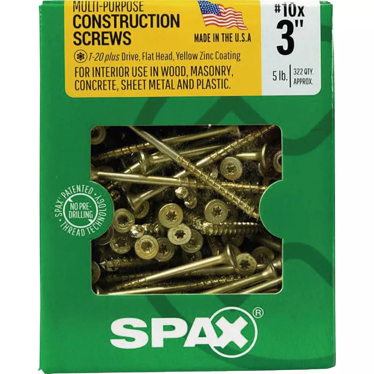 SPAX #10 x 3 In. T20 Plus Flat Head Yellow Zinc (Interior) Wood Screw (322 Ct.) - photo 6