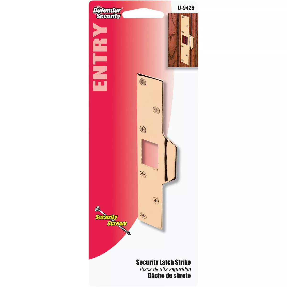 Defender Security Polished Brass 1-1/4 In. Lip Security Strike Plate - photo 2