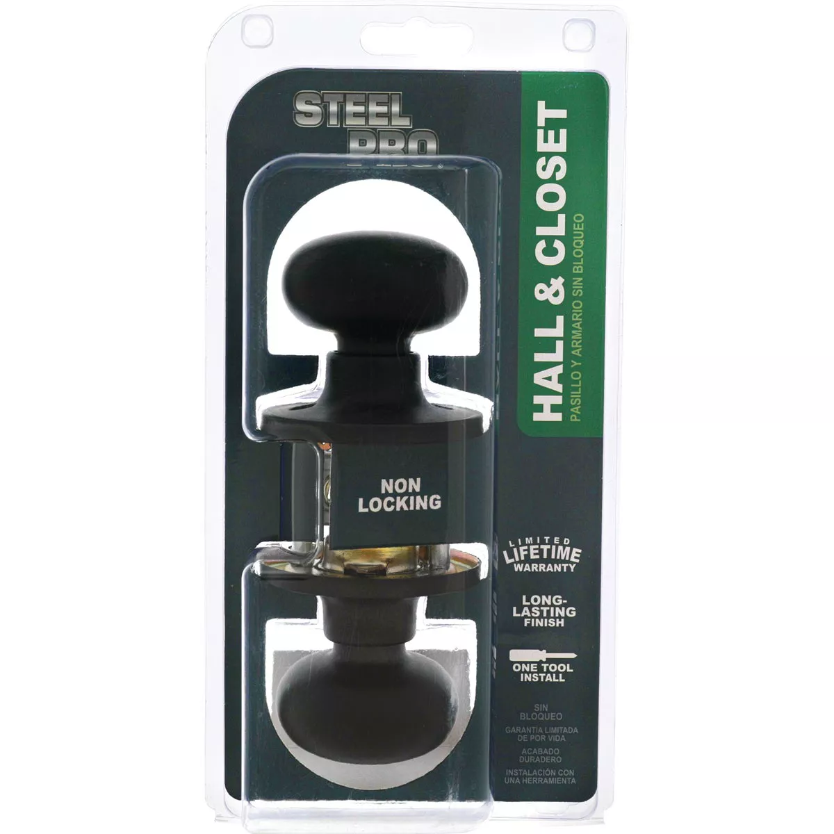 Steel Pro Matte Black Half Round Passage Knob - photo 2