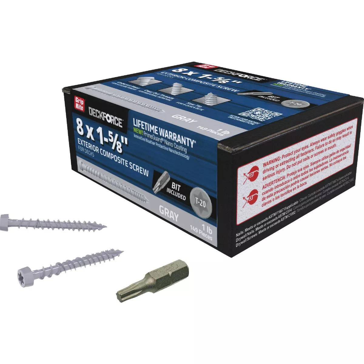 Grip-Rite DeckForce 1-5/8 In. Composite Harbor Gray Deck Screw (1 Lb.) - photo 2